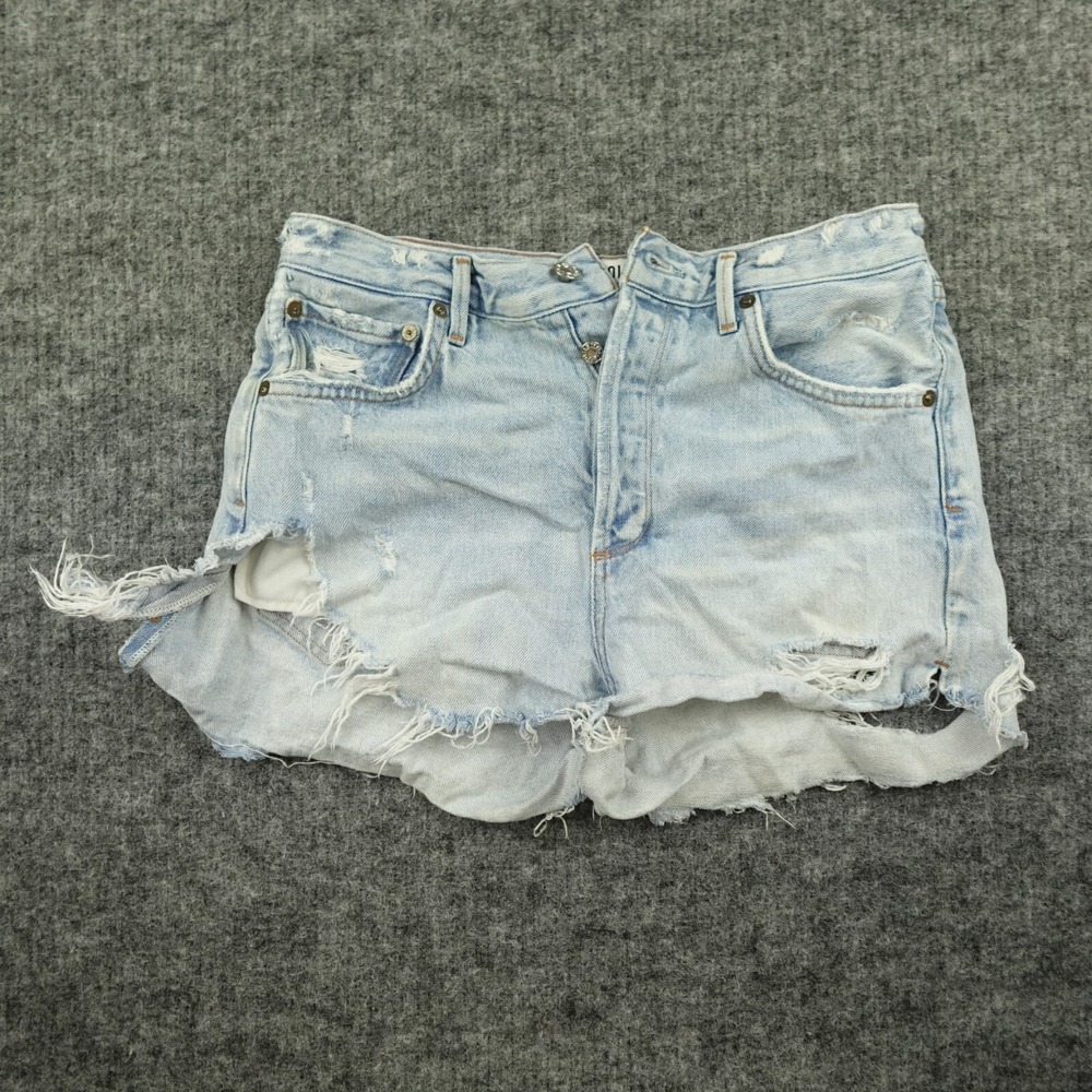 AGOLDE Shorts Womens 27 Blue Denim Jaden Cut Off Distressed Casual Beach